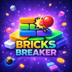 Bricks Breaker Neon Logo